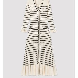 Elegant Striped Cream and Black Dress